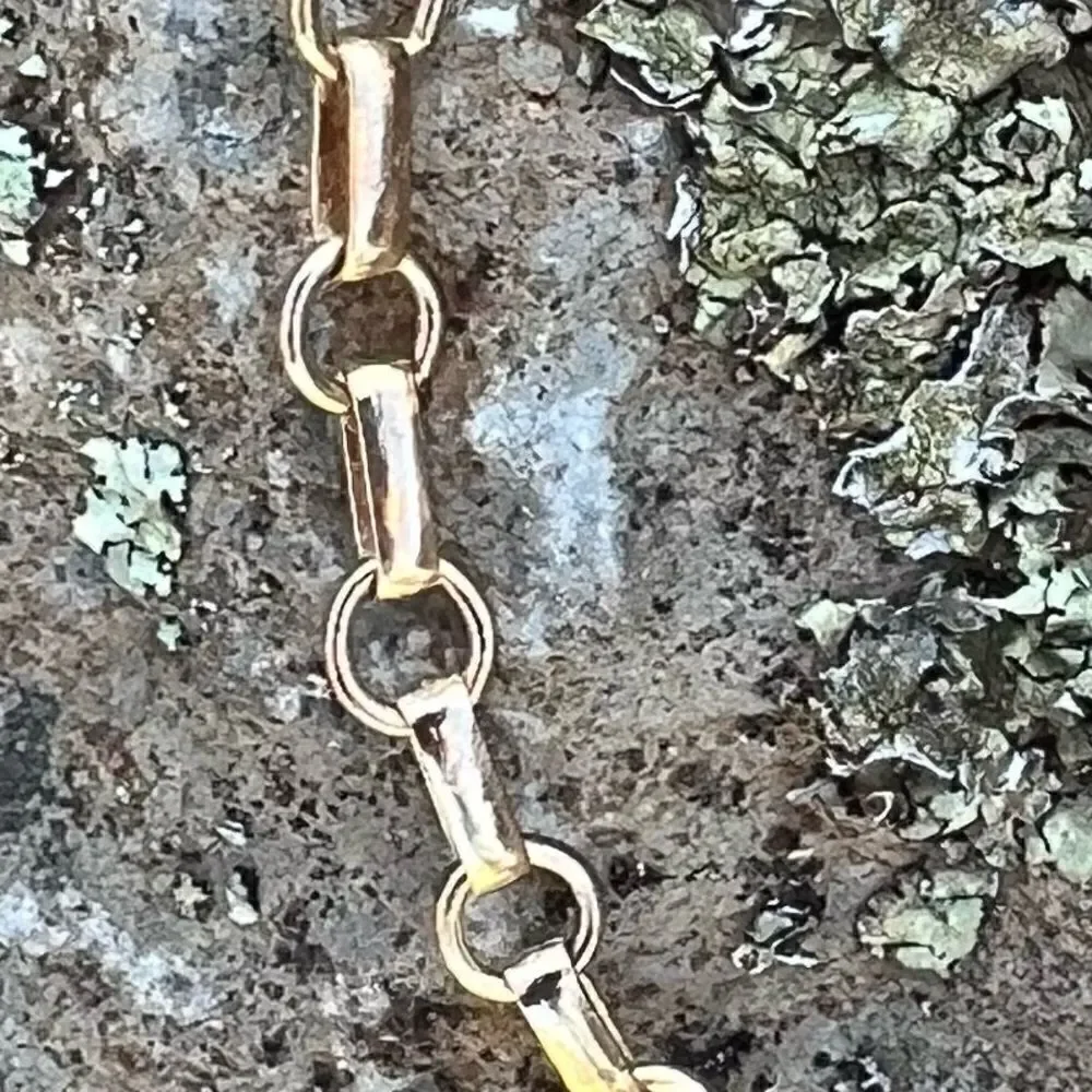 Gold Toned Bracelet Rectangular Round Rolo Style - Picture 3 of 4